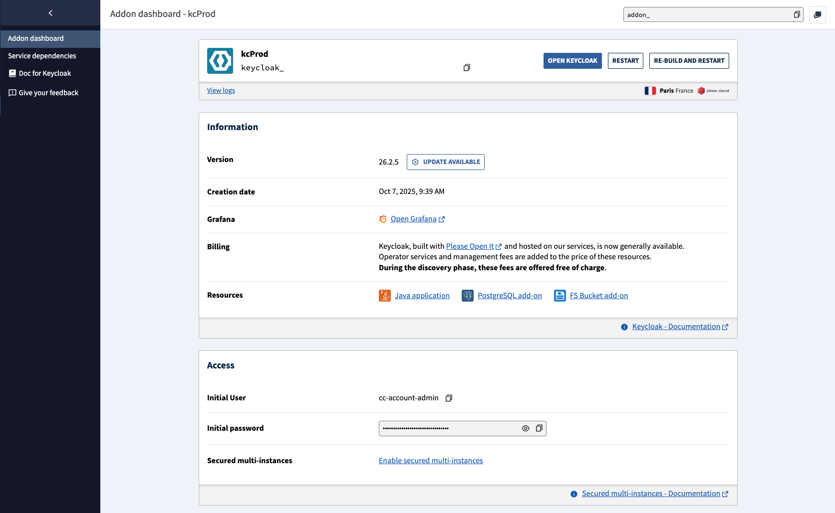 Keycloak Clever Cloud Documentation